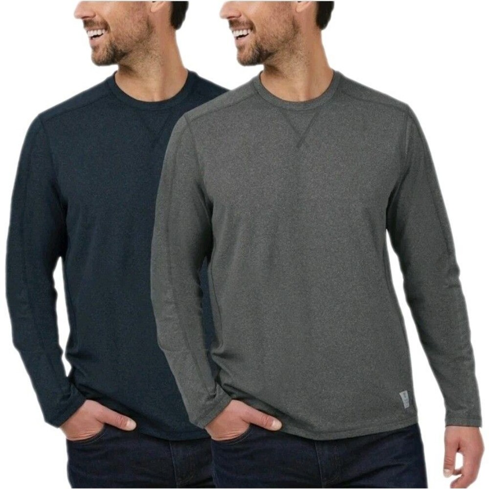 Rugged Elements Men's XXL Sueded Long Sleeve Crew Tee 2-pack Grey & Dark Blue